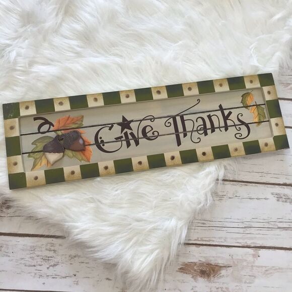 Sign Give Thanks Wooden Sign - Picture 11 of 11